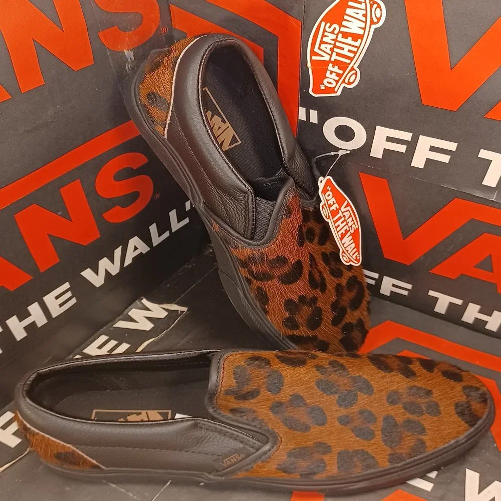 Vans Classic Slip-On Calf Hair Dark Leopard Black Men's 7/Womens 8.5 VN0A7VCFAB0 - Picture 12 of 12